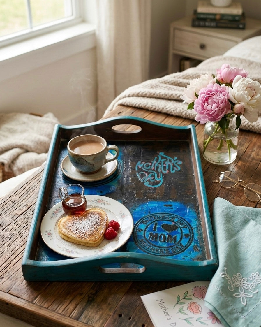 Hand-Painted "Mother’s Day" Mixed Media Serving Tray