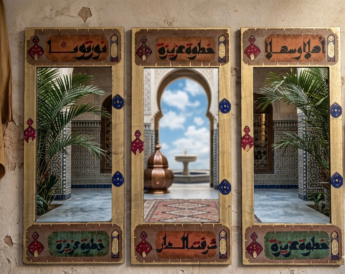 Hand-Painted Calligraphy Mirror
