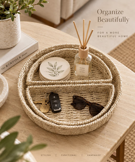 Woven Jute Partitioned Tray Set