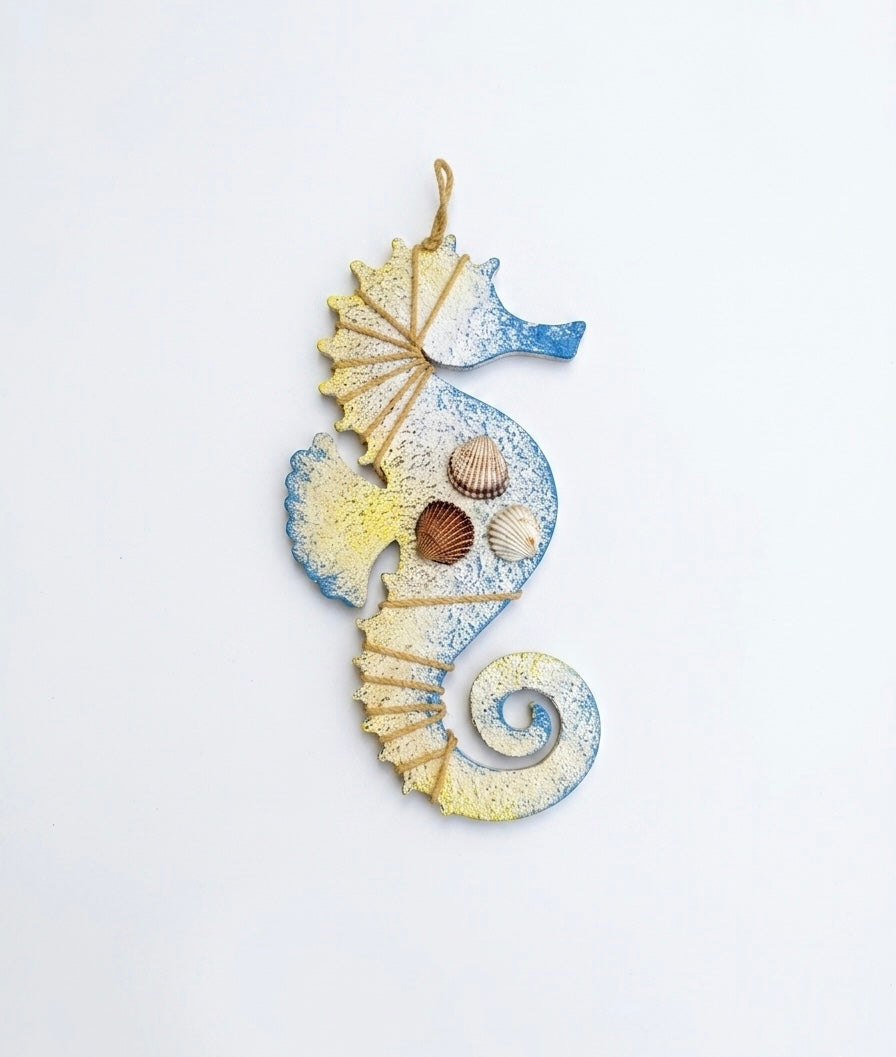 Artisanal Hand-Painted Seahorse Wall Art