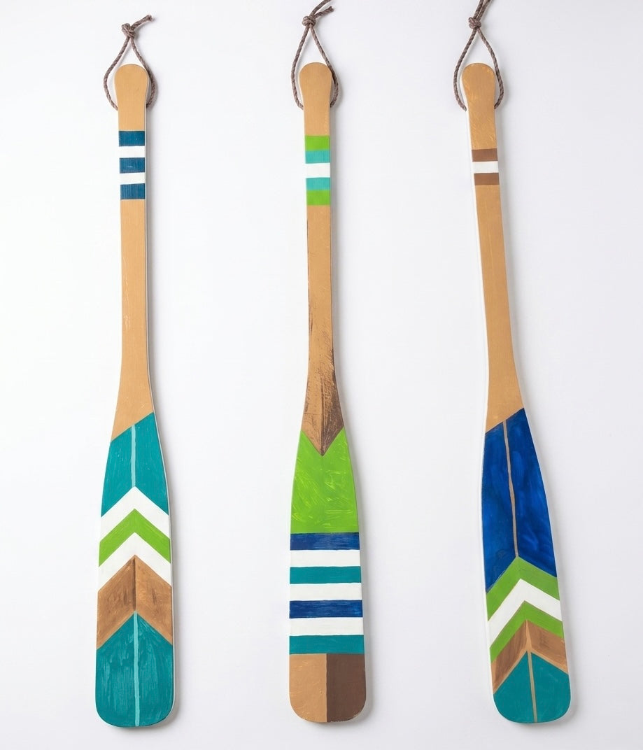 Hand-Painted Coastal Oars – Set of 3