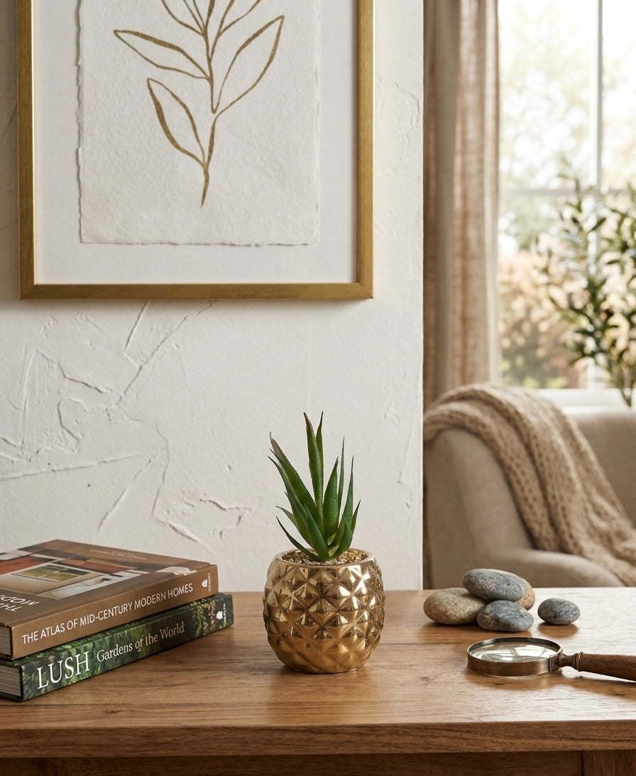 Golden Pineapple Mini Succulent Planter
