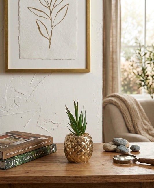 Golden Pineapple Mini Succulent Planter