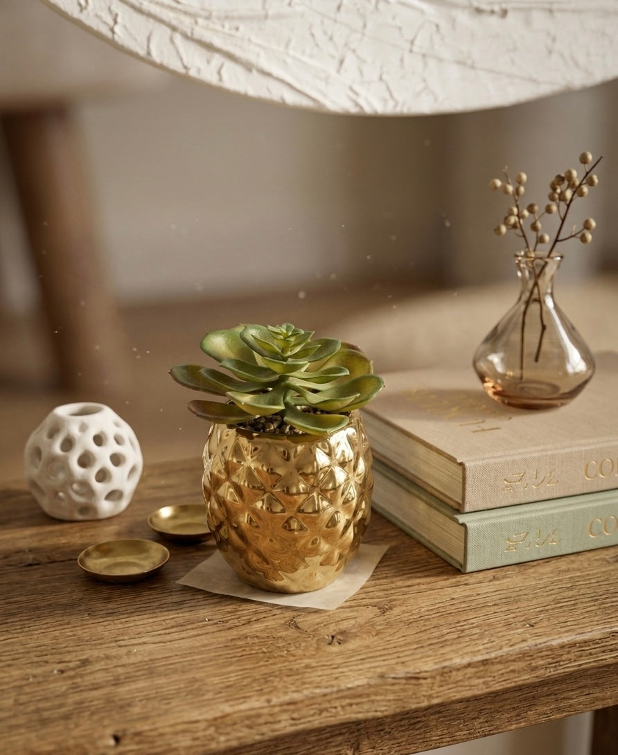 Golden Pineapple Mini Succulent Planter