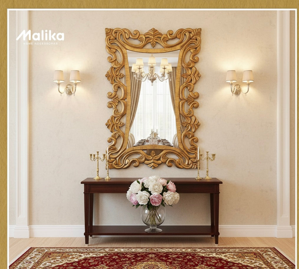 Grand Heritage Artisan-Carved Wall Mirror (120x80 cm)