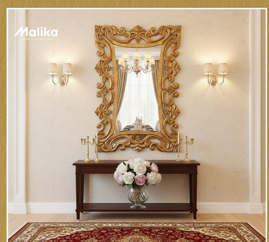 Grand Heritage Artisan-Carved Wall Mirror (120x80 cm)
