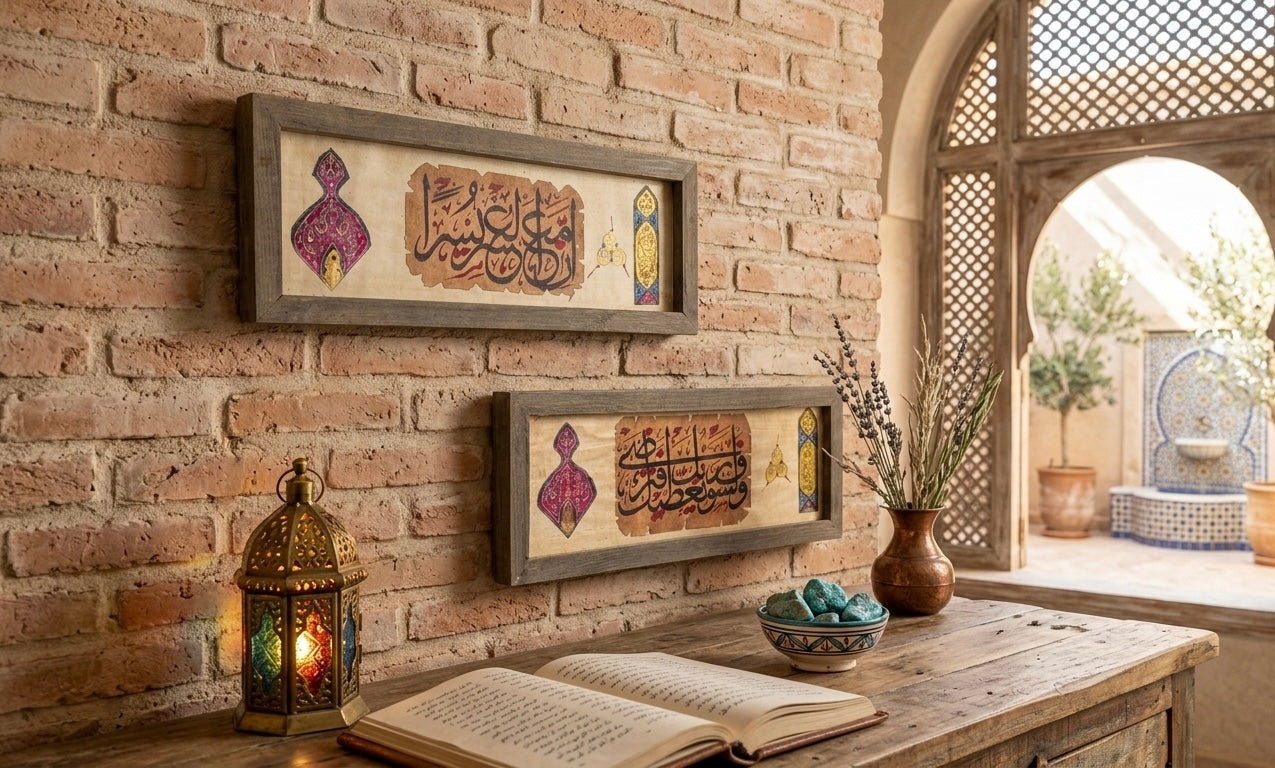 Handcrafted Calligraphy Wood Wall Art Set