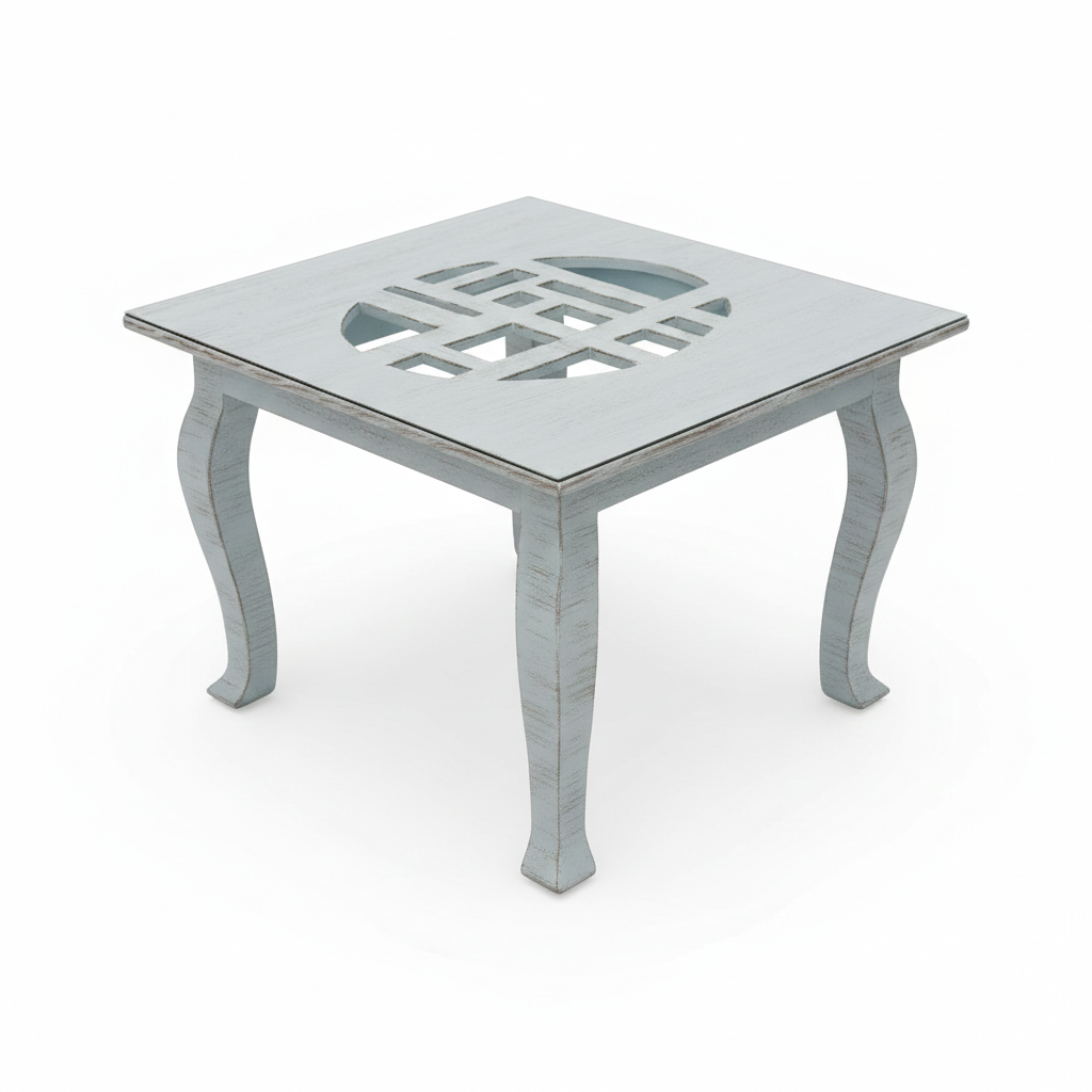 Distressed Wood Geometric Coffee Table