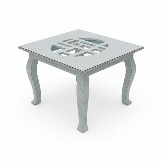 Distressed Wood Geometric Coffee Table