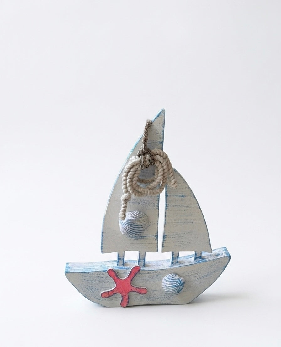 Nautical Wooden Sailboat Decor (30x25 cm)