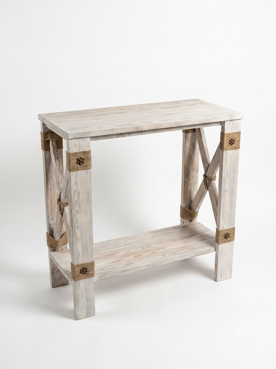 Rustic Whitewashed Console Table