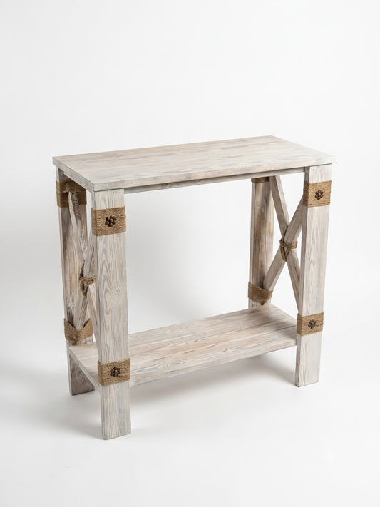 Rustic Whitewashed Console Table