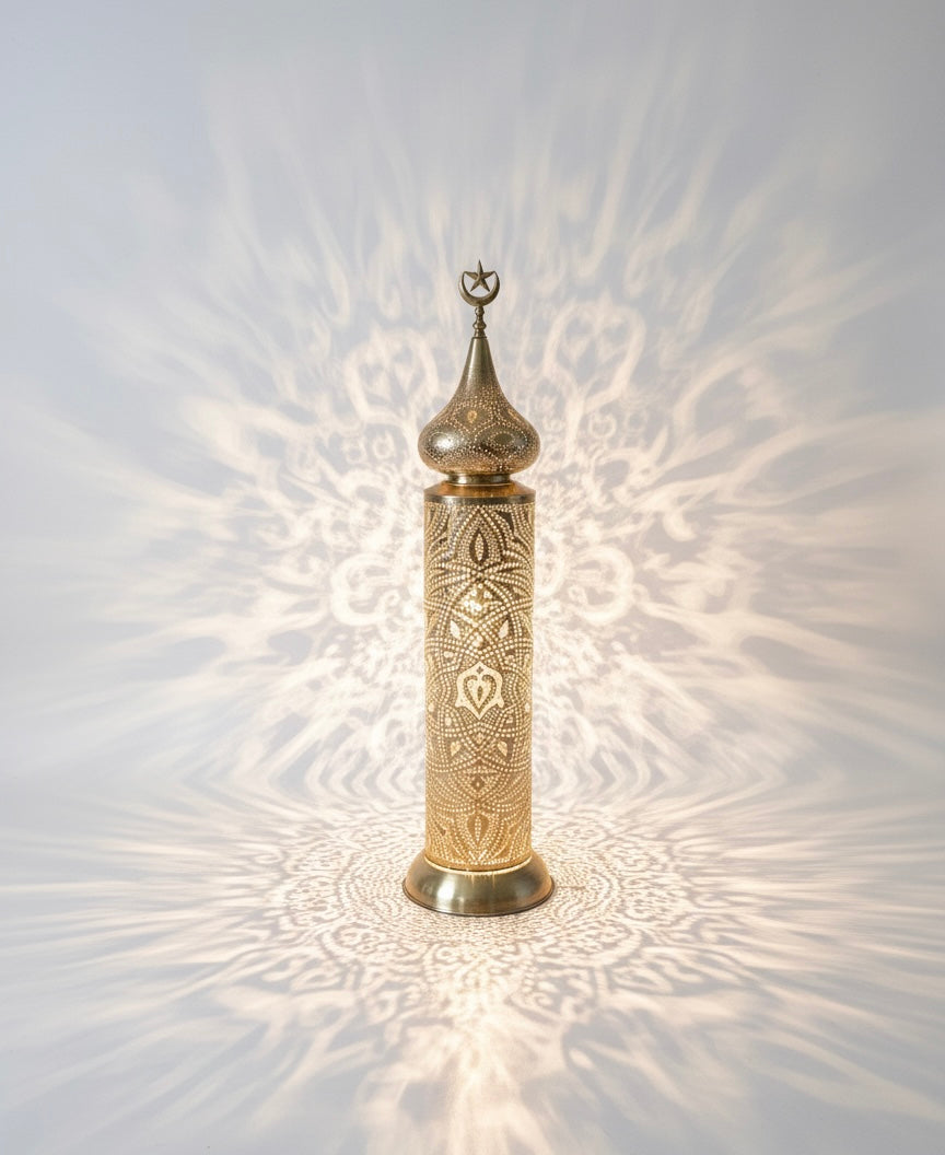 Large Gilded Moroccan Silhouette Floor Lamp