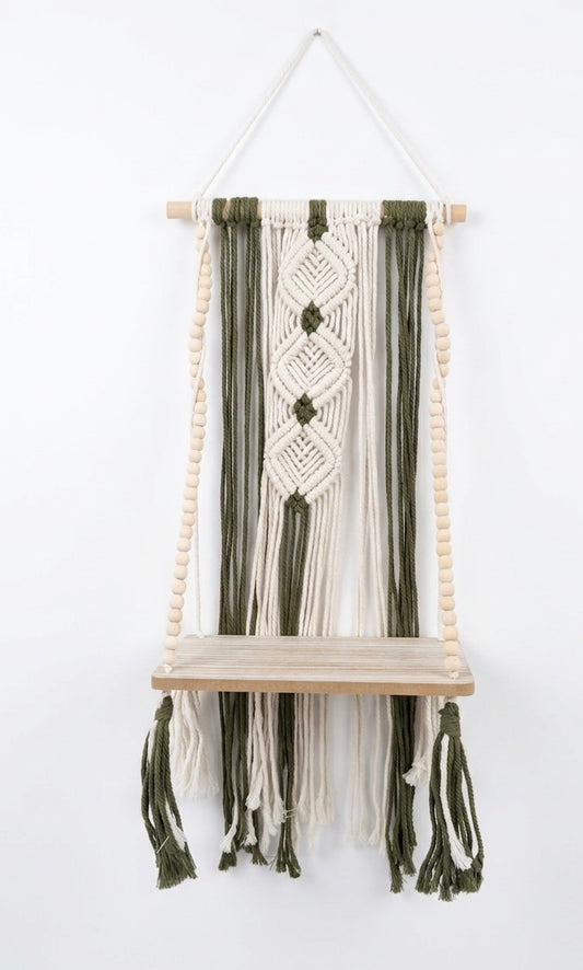 Boho Macramé Hanging Wall Shelf
