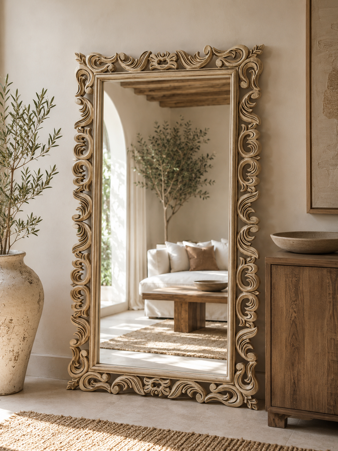 Ornate Carved Wooden Mirror