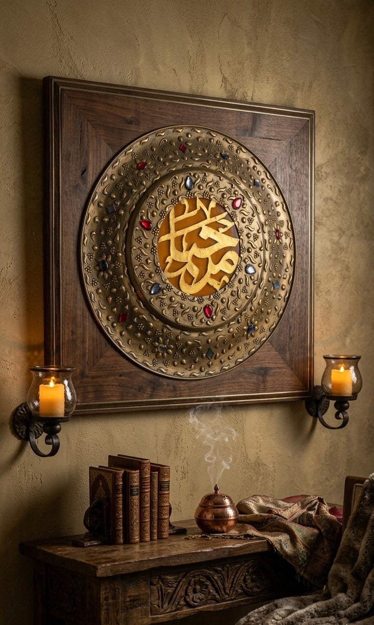 Hand-Etched Copper "Marhaba" Welcome Plaque
