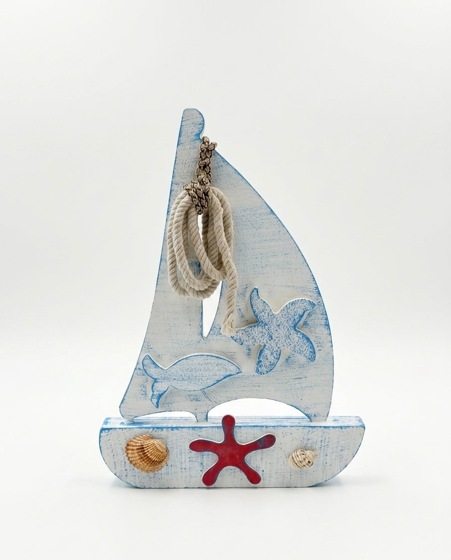 Nautical Wooden Sailboat Decor (30x25 cm)