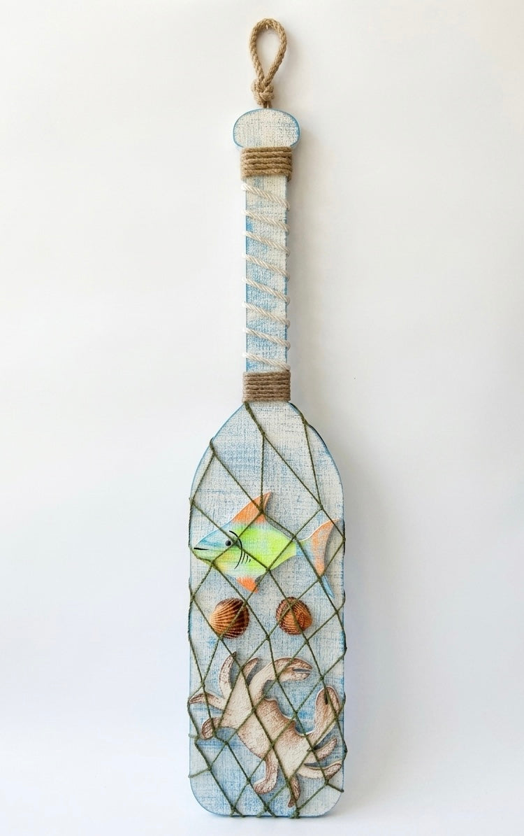 Coastal Breeze Hand-Painted Wooden Paddle Wall Art