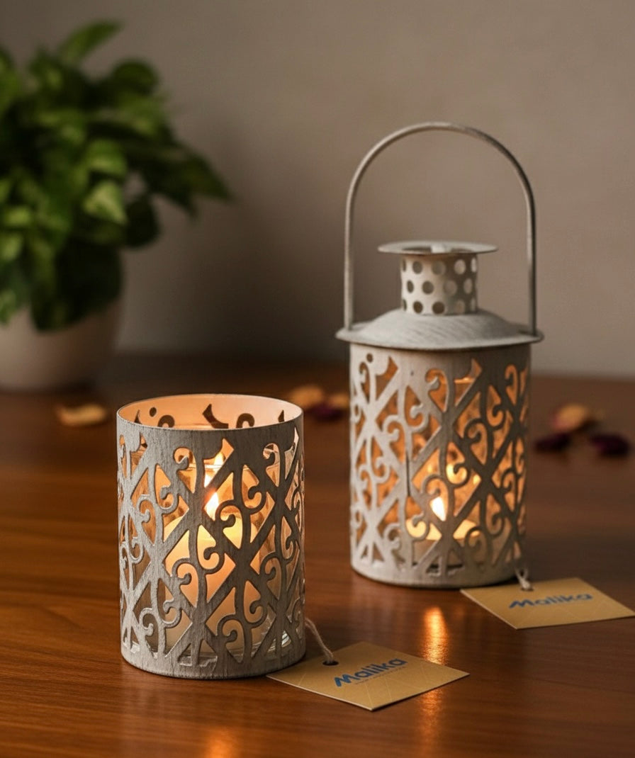 Vintage White Iron Lanterns