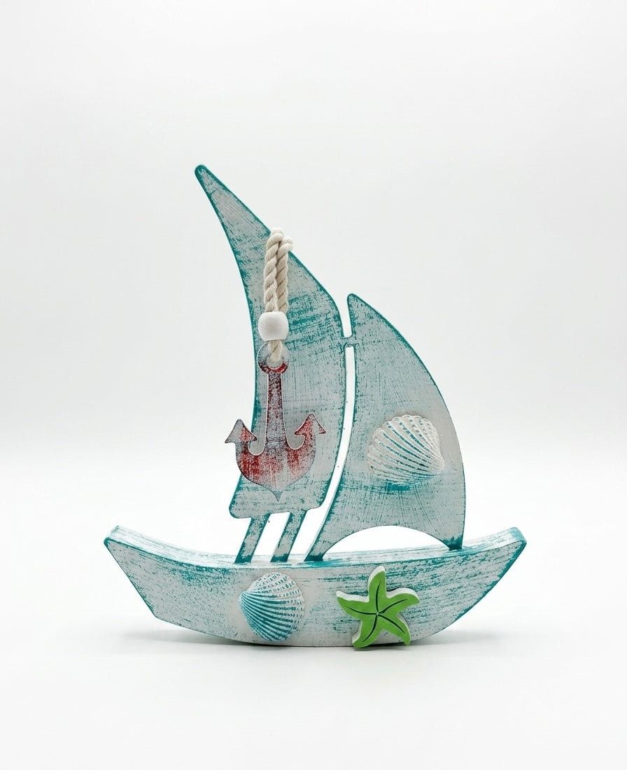 Nautical Wooden Sailboat Decor (30x25 cm)