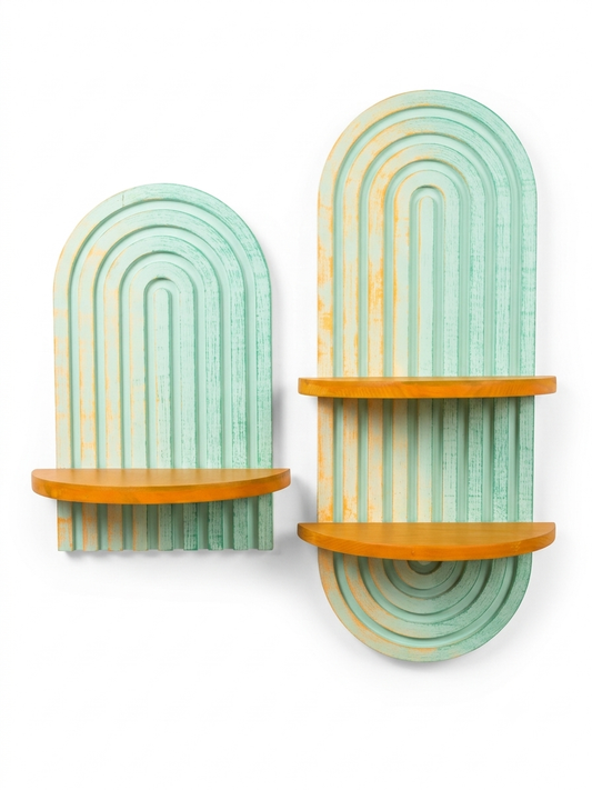 Set of 2 Artisan Handcrafted Arched Floating Shelves