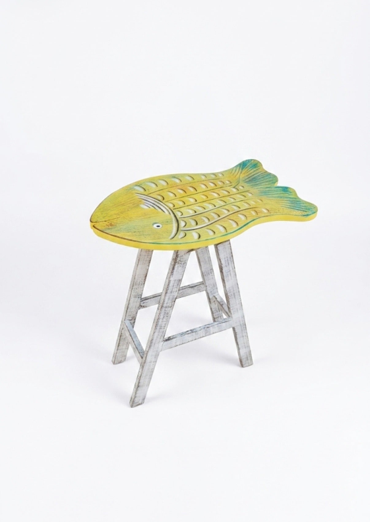 Handcrafted Wooden Fish Accent Stool