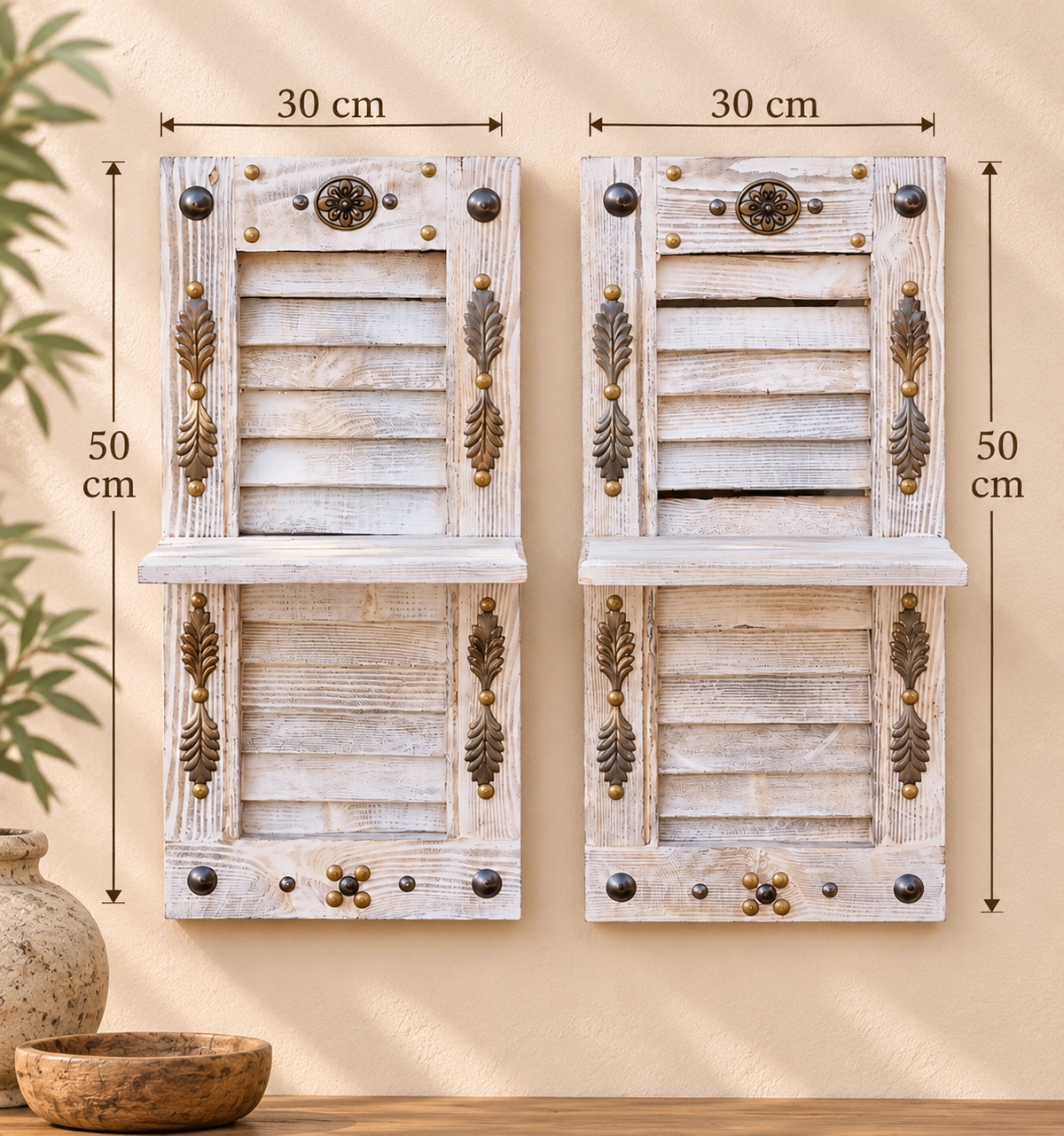 Handcrafted Rustic Wooden Shutter Wall Shelf