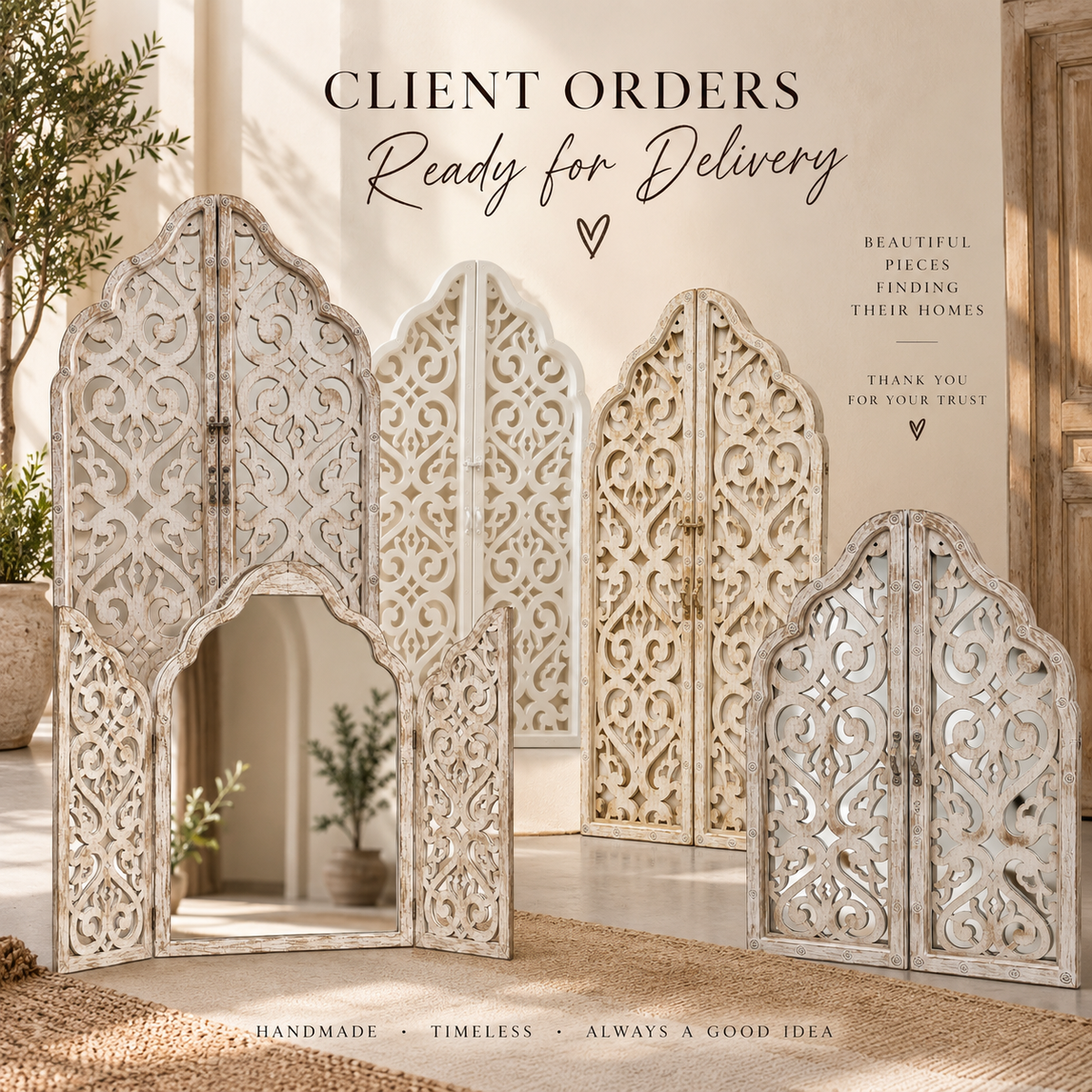 Mirrored Arabesque Hand-Carved Wall Art