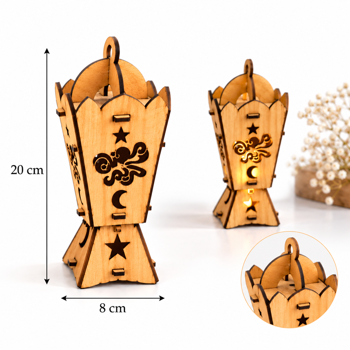 Arabesque Wooden Lantern Set