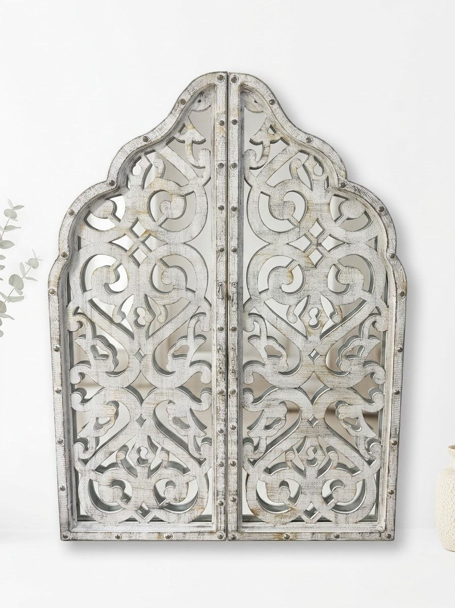 Mirrored Arabesque Hand-Carved Wall Art