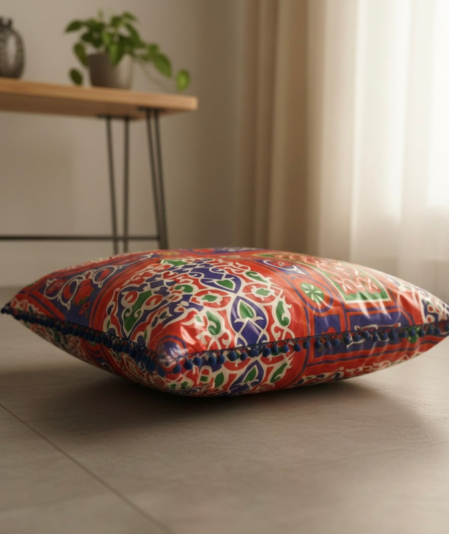 Khayamiya Heritage: Traditional Geometric Arabesque Cushion