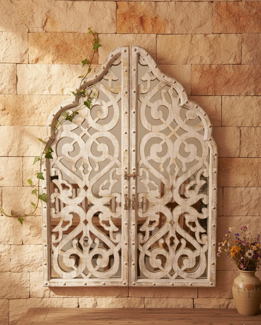Mirrored Arabesque Hand-Carved Wall Art