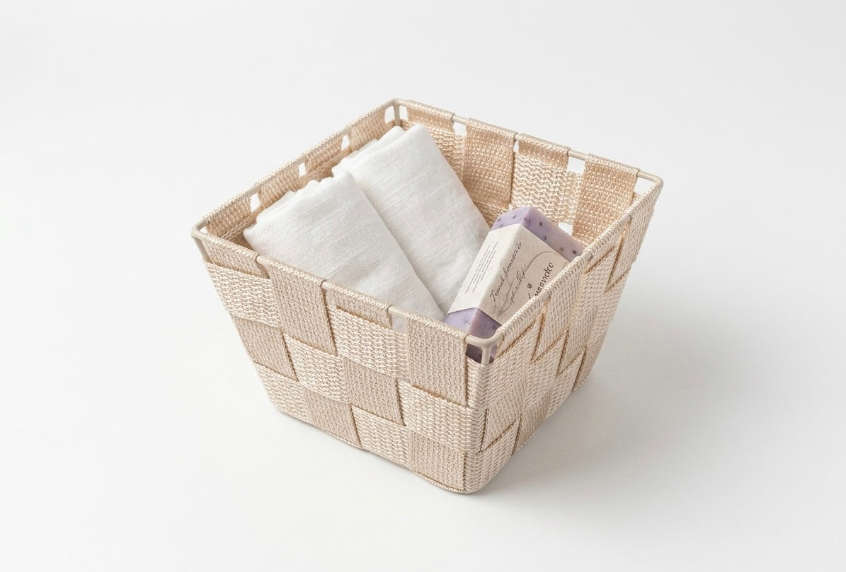 Elegant Woven Storage Basket – Cream White