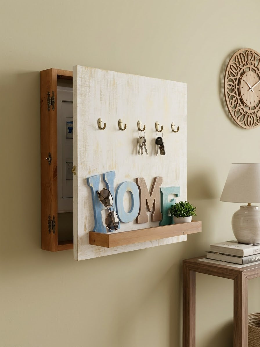 Rustic Wooden Wall Organizer & Electric Panel Cover (60x60 cm)