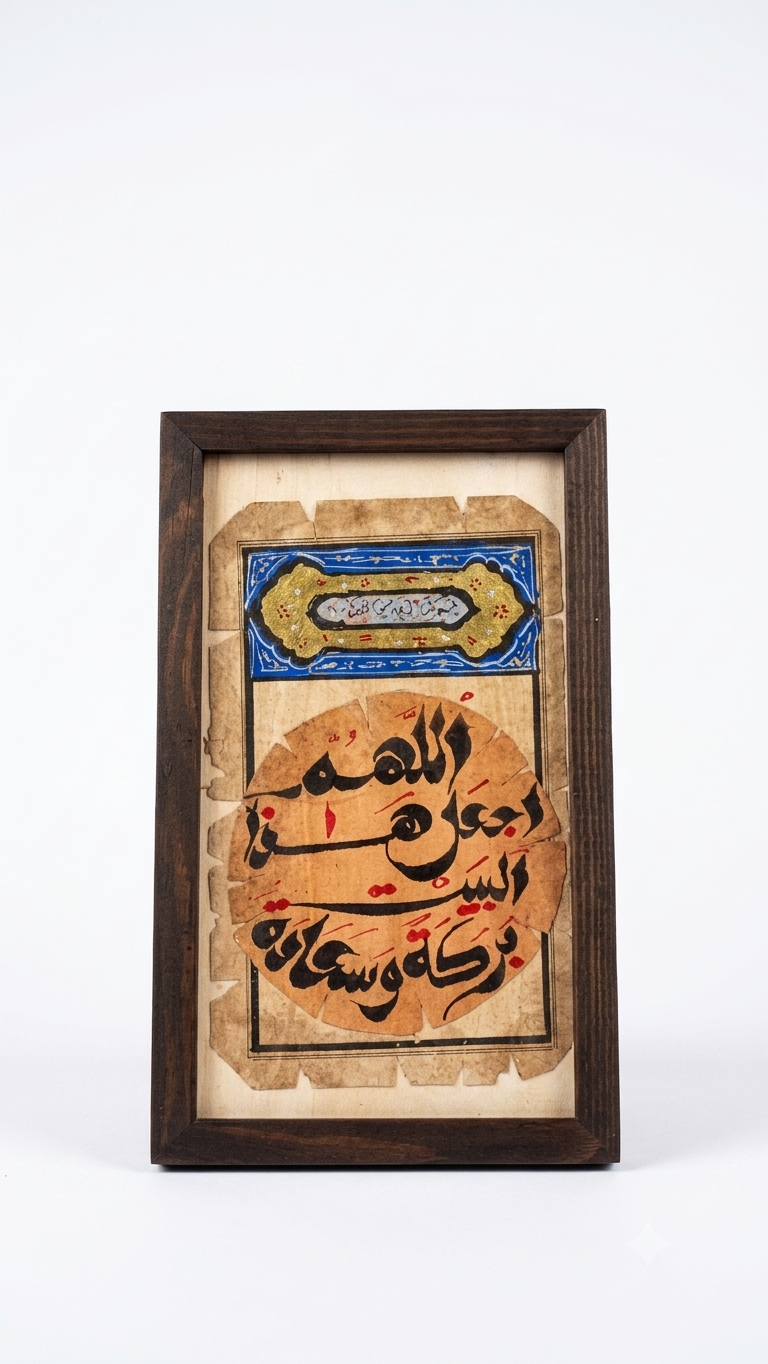 Handmade Islamic Calligraphy Wall Art – "Blessing & Happiness
