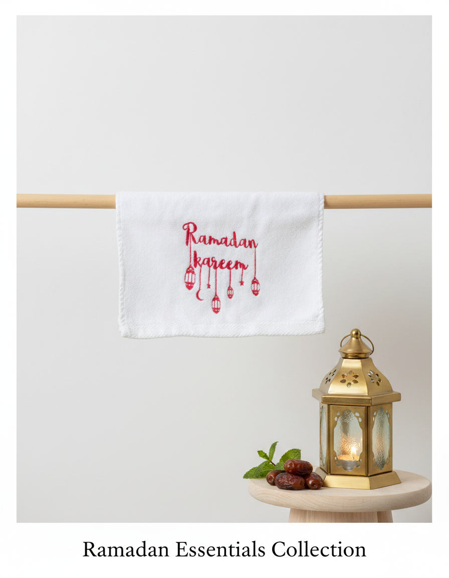 Ramadan Elegance: Embroidered Cotton Hand Towel