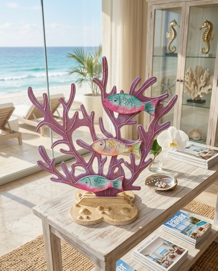 Coastal Coral & Fish Tabletop Accent