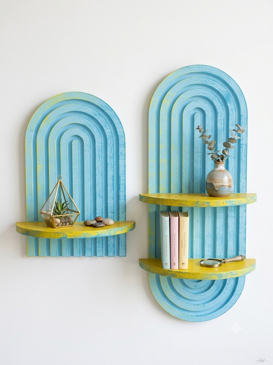 Set of 2 Artisan Handcrafted Arched Floating Shelves