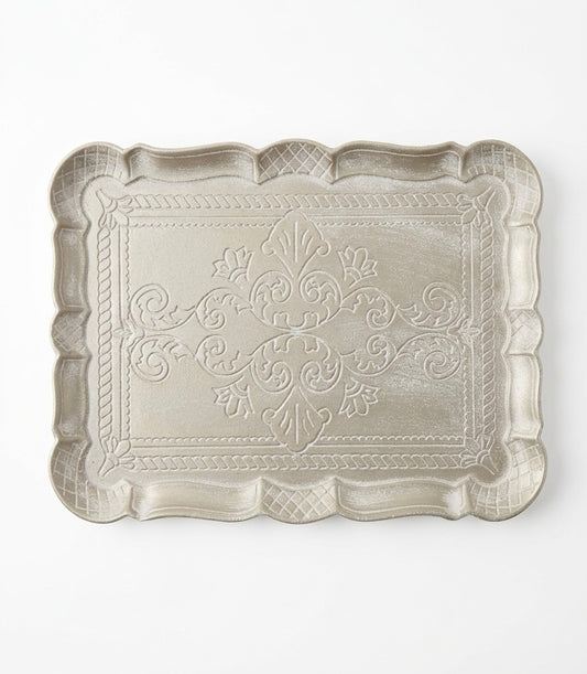 Handcrafted Ornate Wood Serving Tray