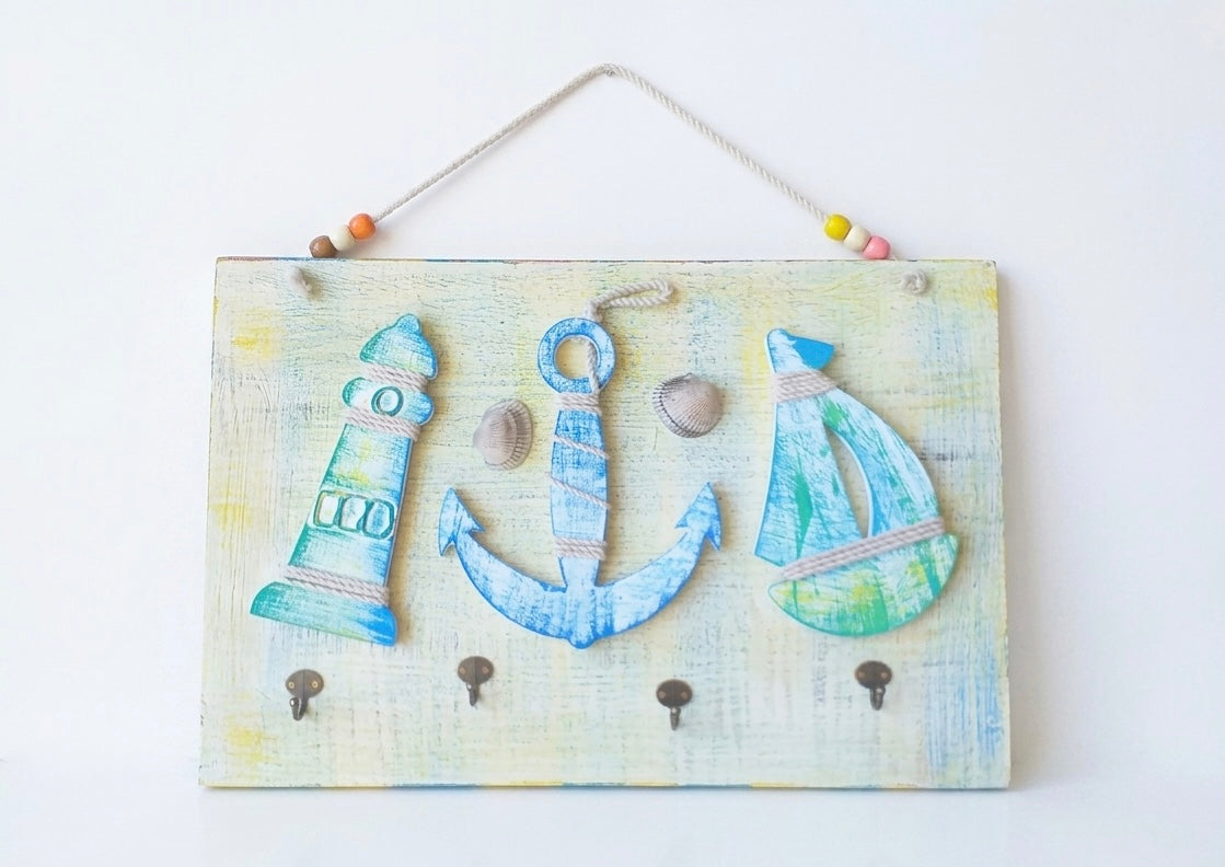Malika Nautical "Sailboat, Lighthouse & Anchor" Key Holder