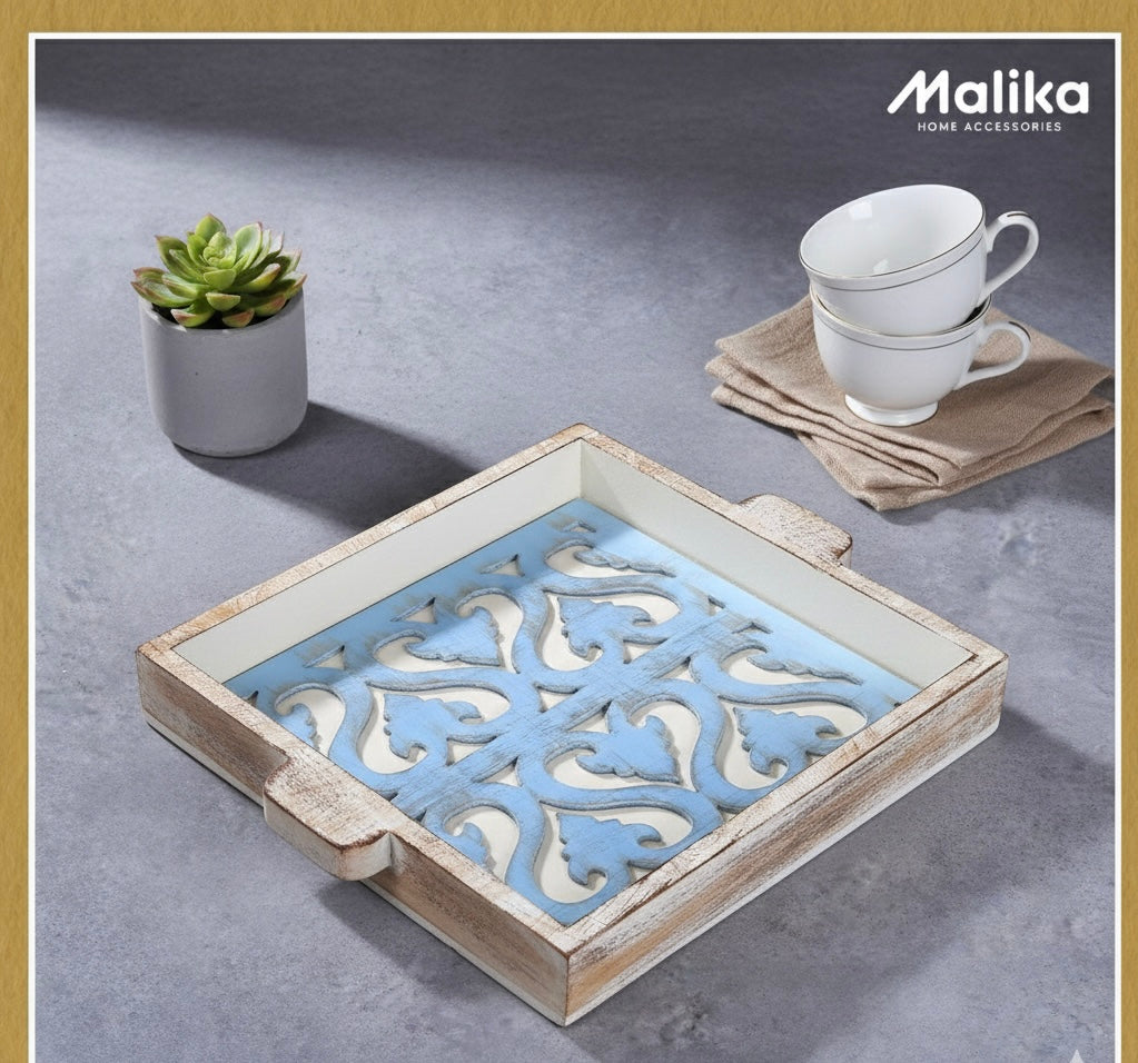 Arabesque Distressed Wooden Tray