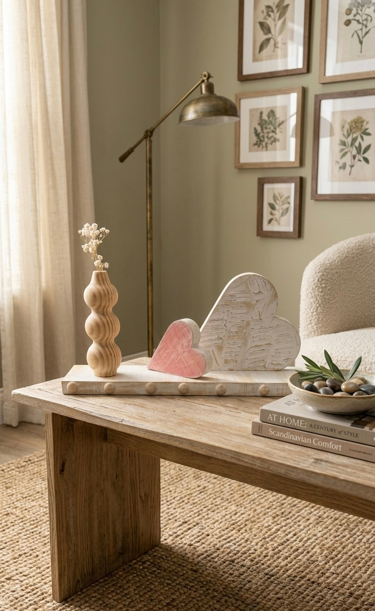 Hand-Carved Heart & Bud Vase Display
