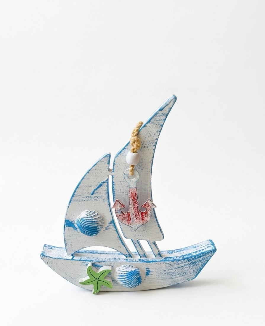 Nautical Wooden Sailboat Decor (30x25 cm)