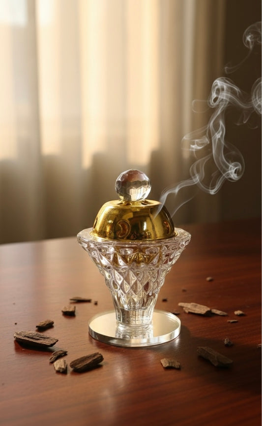 Elegant Crystal & Gold Mini Mabkhara
