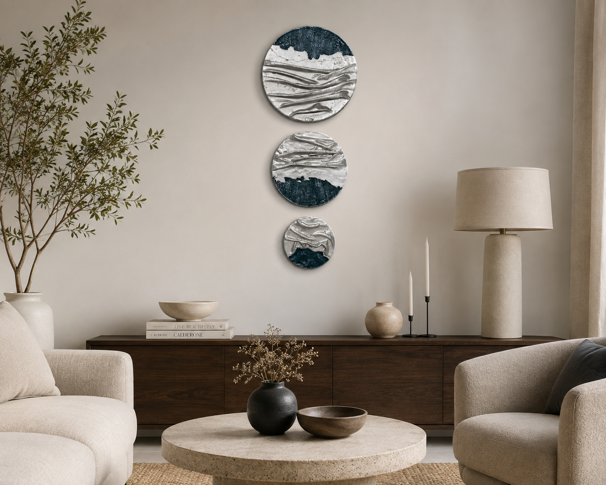 Modern Textured Circular Wall Art Set