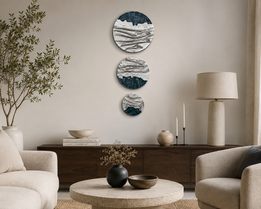 Modern Textured Circular Wall Art Set