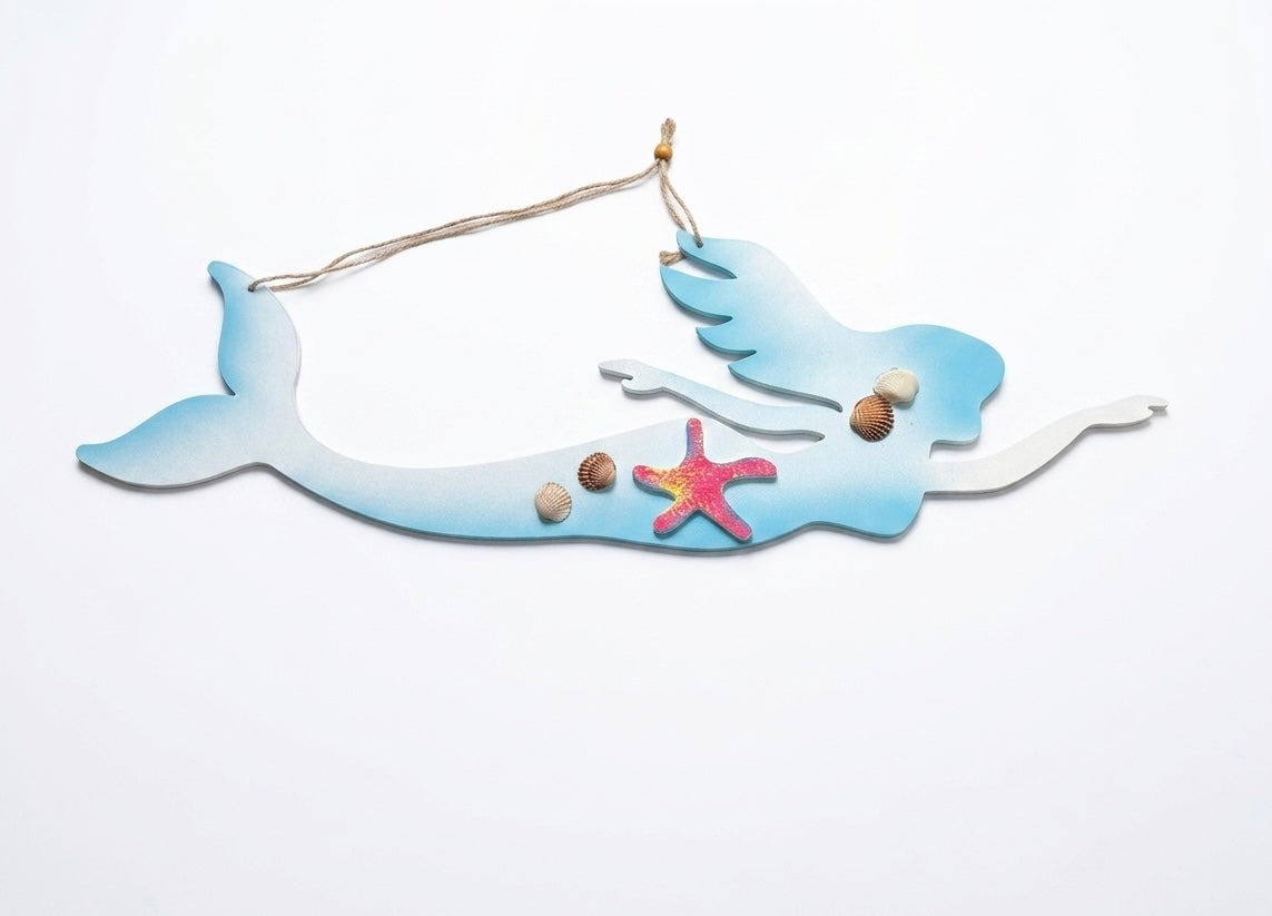 Artisanal Hand-Painted Mermaid Wall Decor