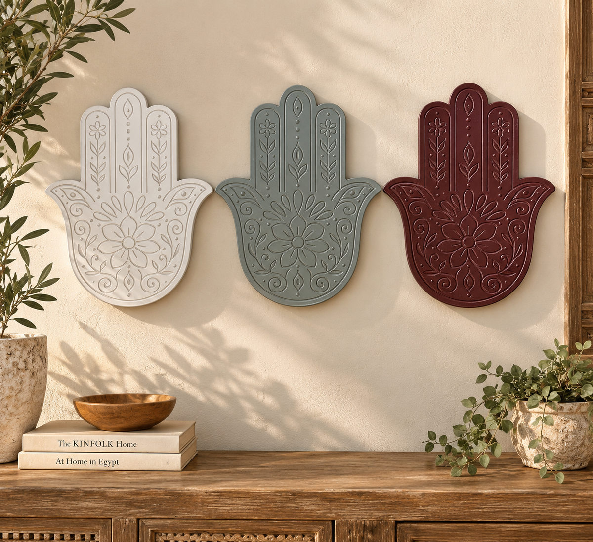 Sacred Hamsa Hand Tabletop & Wall Art Accent