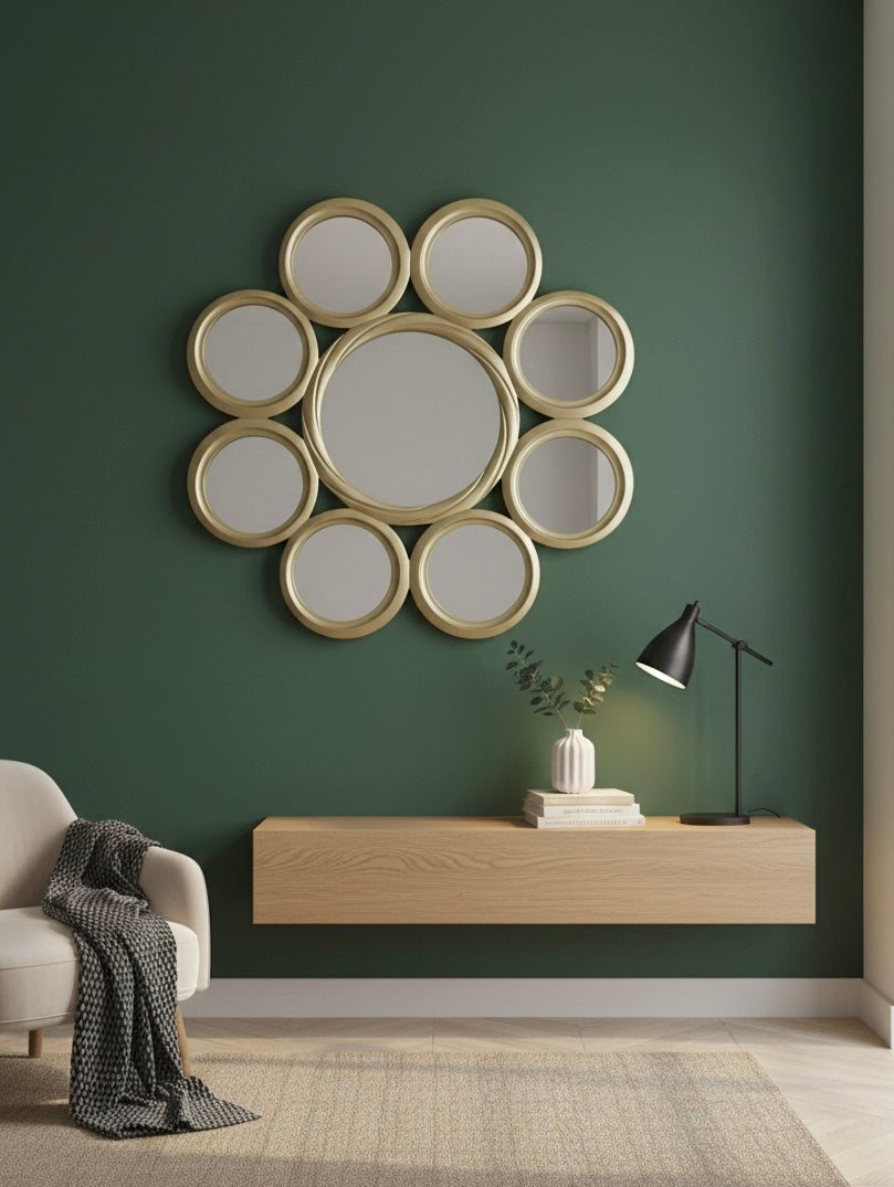 Halo Cluster Mirror – Champagne Gold
