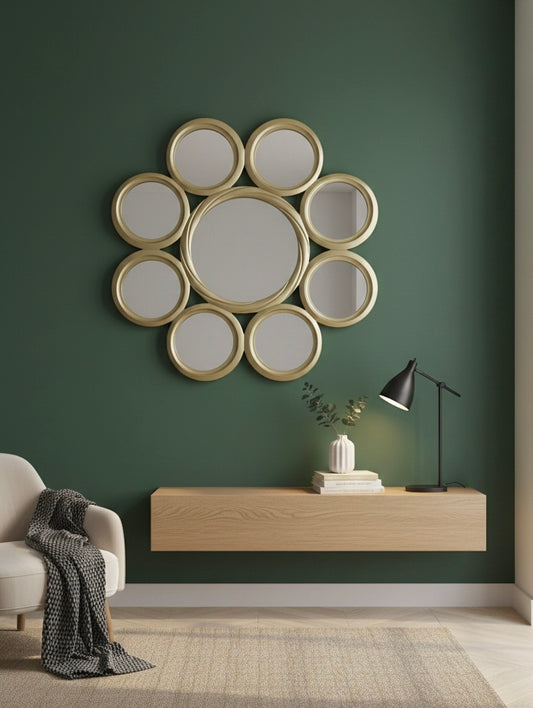 Halo Cluster Mirror – Champagne Gold